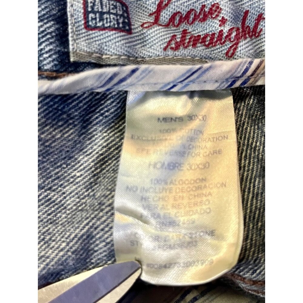 Vintage Faded Glory Loose Straight Men’s Jeans 30x30 Dark Stone Denim 100% Cotto - Picture 6 of 15
